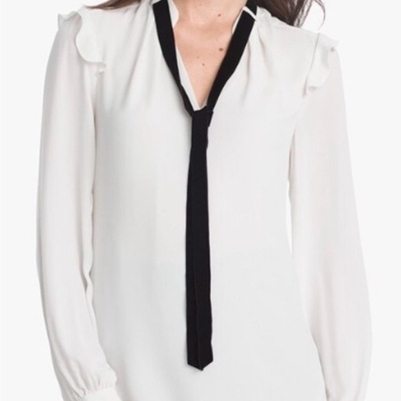 White House Black Market Tops - White House Black Market Velvet Tie Blouse Cream Color Size Medium